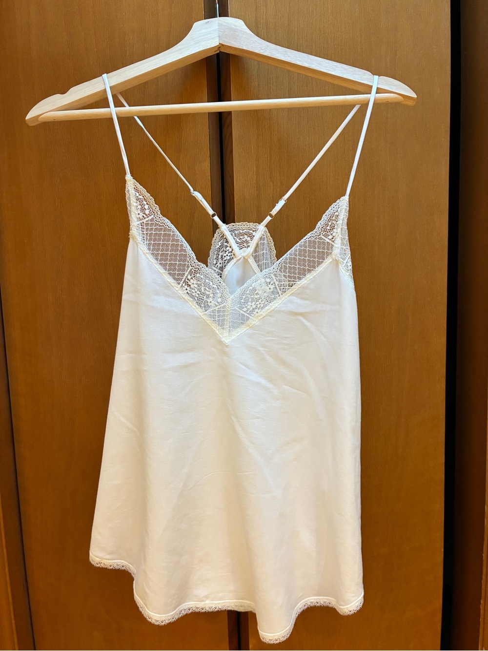 Love Stitch Ivory Lace-Trim Satin Camisole